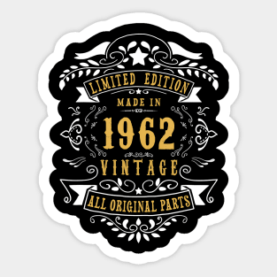 58 Years Old Made in 1962 Vintage 58th Birthday Gift Idea T-Shirt Sticker